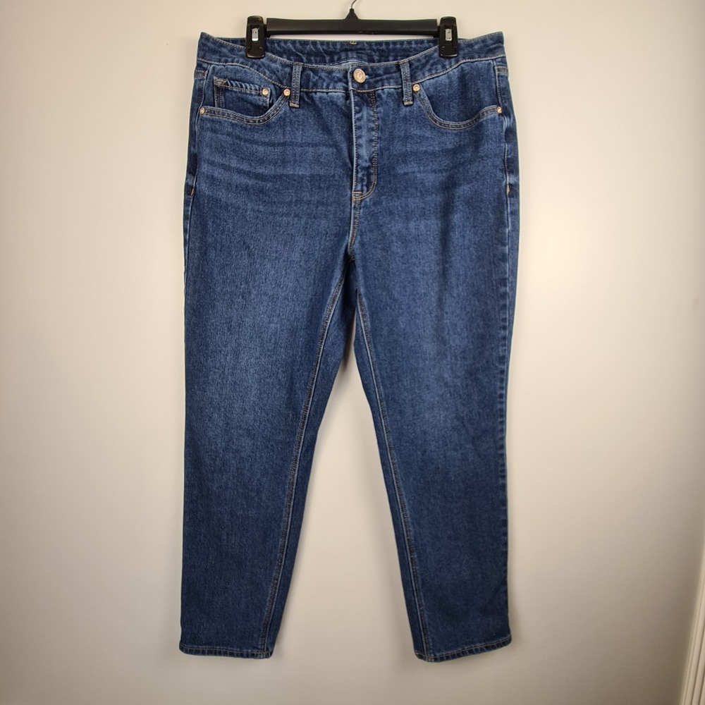 Seven 7 Jeans Women's Birch Blue Slim Straight Jean Size‎ 12 Dark Wash Denim
